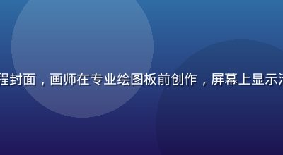 lolicon数字插画创作教程封面，画师在专业绘图板前创作，屏幕上显示清新lolicon风格人物草稿